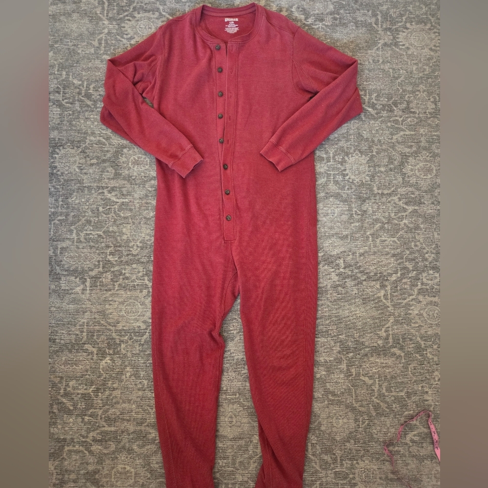 Duluth Trading Co Red Button-Front One-Piece Union Suit